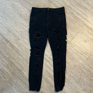 American Eagle Super High Rise Distressed Jegging